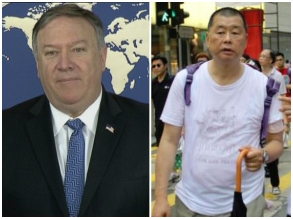 US Secretary of State Michael Pompeo and Hong Kong businessman Jimmy Lai (File photo)
