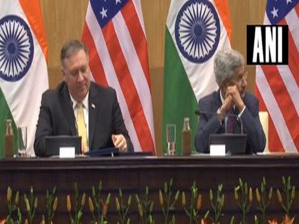 US Secretary of State Mike Pompeo and EAM S Jaishankar while addressing the media in New Delhi on Wednesday. Photo/ANI
