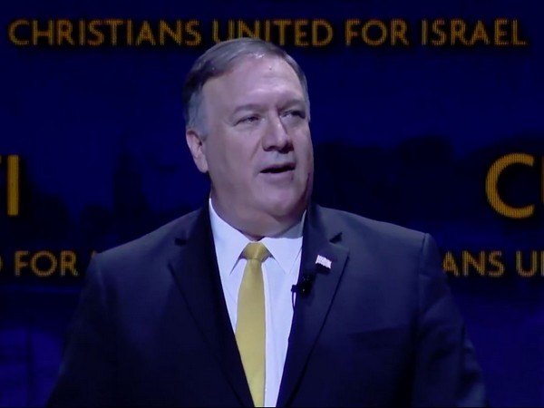 US Secretary of State Mike Pompeo addressing the 'Christians United for Israel' event in Washington DC on Monday.