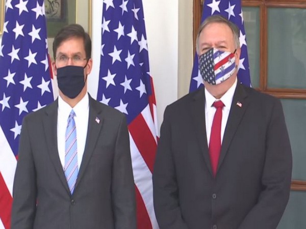 US Secretary Mike Pompeo and US Secretary of Defense Mark Esper at the Hyderabad House on Tuesday.