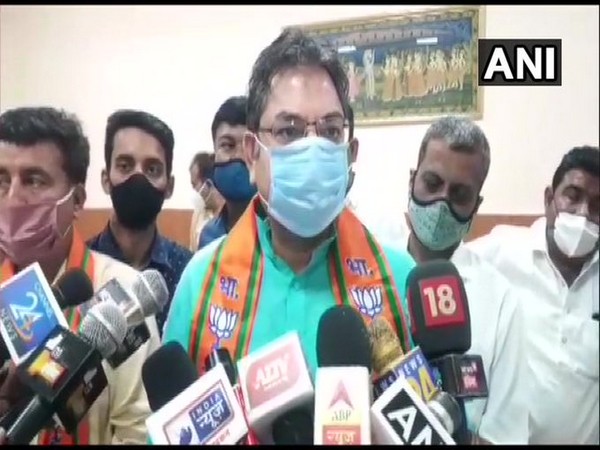 State BJP President Satish Poonia speaking to reporters in Jodhpur on Wednesday. [Photo/ANI]