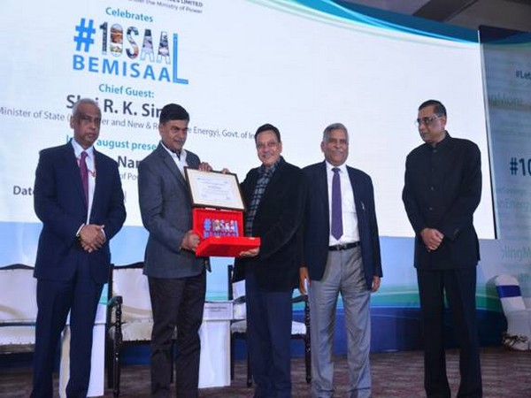 Minister of State for Power R K Singh (second from left) at a function to mark 10 years of EESL on Tuesday