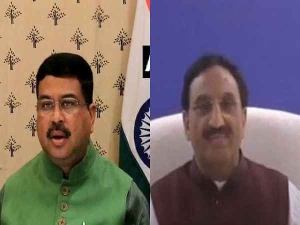 Dharmendra Pradhan (left), Ramesh Pokhriyal 'Nishank' (right)