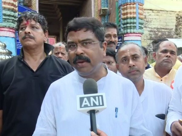 Union Minister Dharmendra Pradhan speaking to ANI in Puri on Sunday. (Photo/ANI)