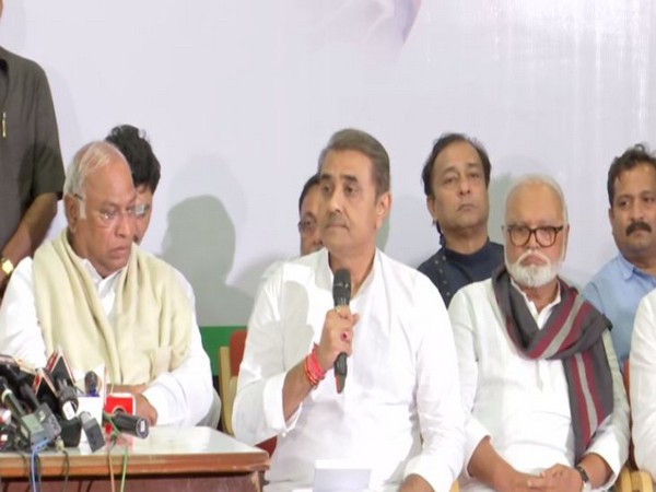 NCP leader Praful Patel speaking at a press conference in Mumbai on Tuesday. Photo/ANI