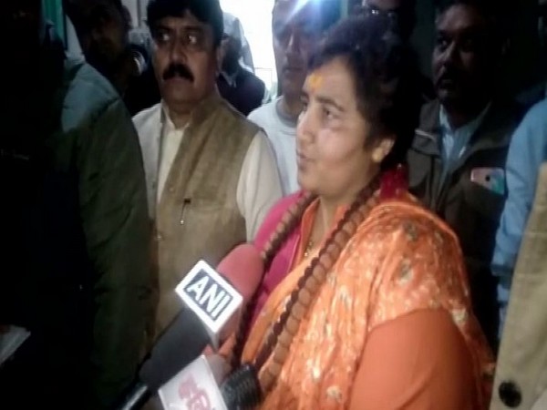 BJP MP Pragya Thakur talking to ANI in Bhopal. Photo/ANI