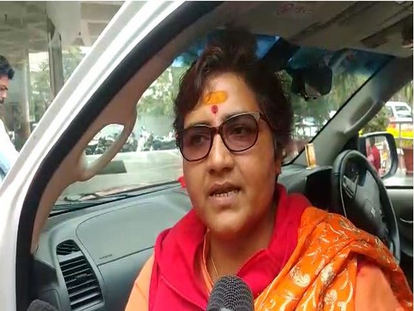 BJP MP Pragya Singh Thakur speaking to reporters in Bhopal on Wednesday. Photo/ANI
