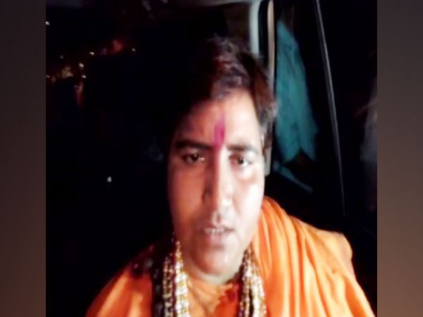 BJP Bhopal candidate Pragya Singh Thakur speaking to ANI at Shajapur in Madhya Pradesh on Thursday. Photo/ANI