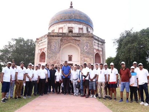 Prahlad Singh Patel opens the entry for Nila Gumbad at Humayun Tomb Complex for general public (Source PIB)