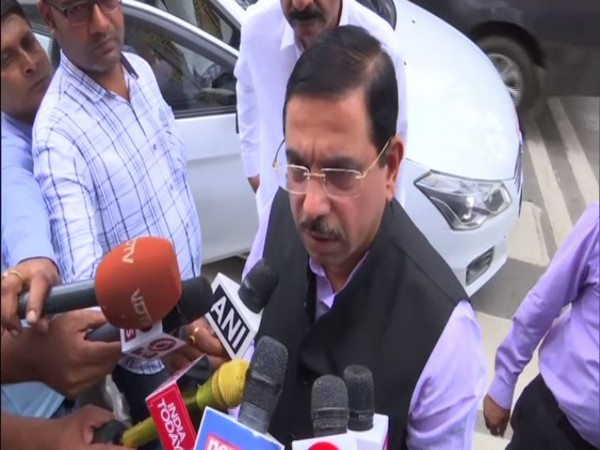 Union Minister Prahlad Joshi speaking to reporters on Wednesday. Photo/ANI