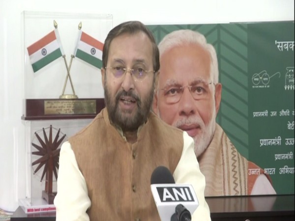 Union Information and Broadcasting Minister Prakash Javadekar speaking to ANI in New Delhi on Saturday. Photo/ANI