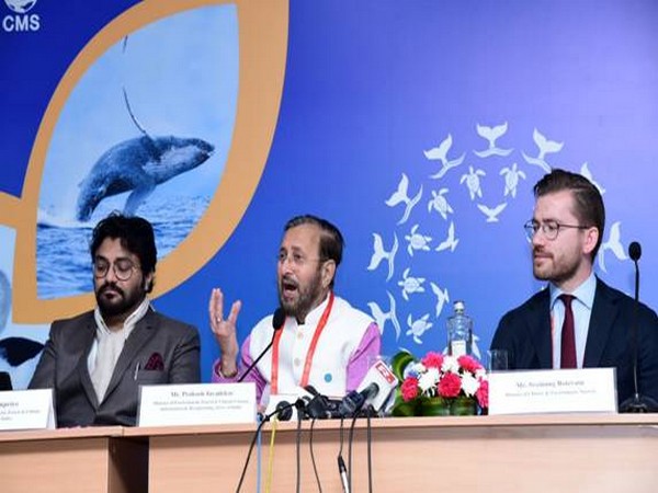 Union Environment Minister Prakash Javadekar addressing a press conference in Gandhinagar on Sunday. Photo/ANI