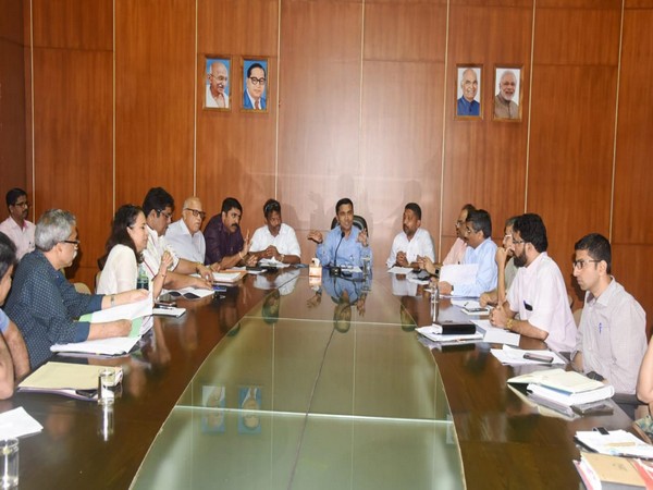 Goa Chief Minister Pramod Sawant at the meeting in Secretariat, Porvorim on Tuesday. Photo/ANI