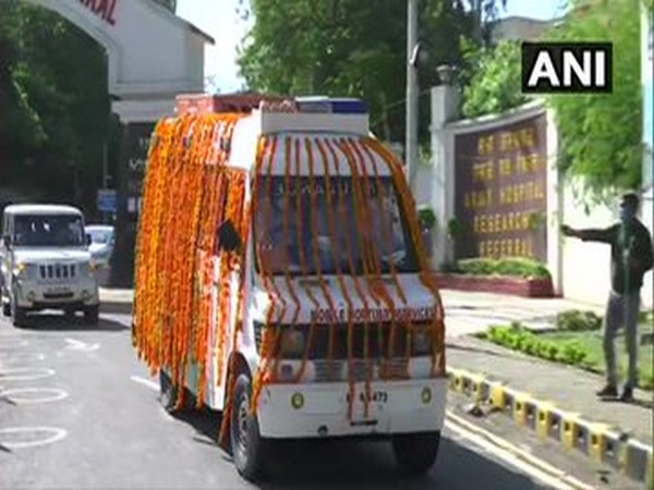 The mortal remains of former President Pranab Mukherjee being taken to his residence at 10 Rajaji Marg, New Delhi. [Photo/ANI] 