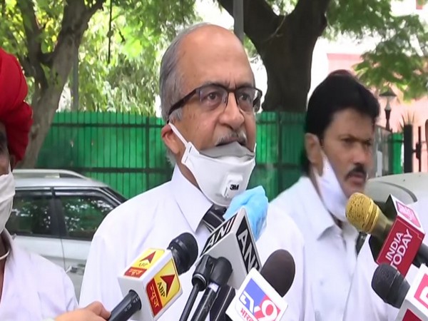 Senior lawyer Prashant Bhushan speaking to reporters in New Delhi on Monday. Photo/ANI