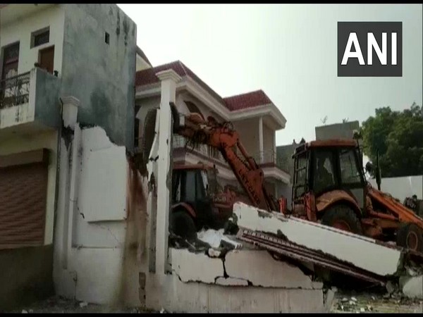 Visual of property being demolished in Prayagraj (Photo/ANI)