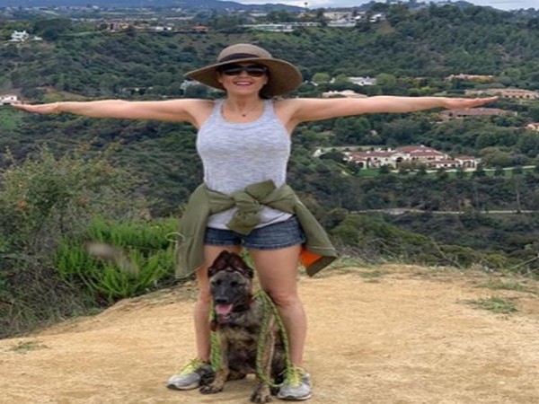 Actor Preity Zinta with her pet (Image Source: Instagram)