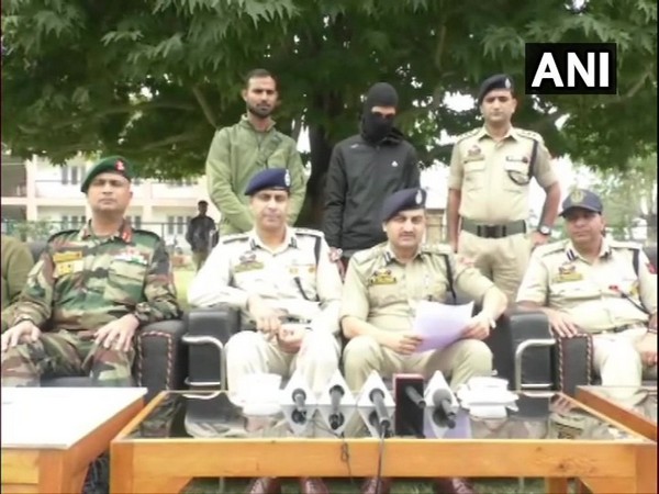 Visual from the joint press conference by Baramulla police, 52 RR and CRPF 53 in Baramulla on Sunday. Photo/ANI