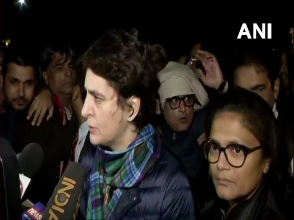 Congress general secretary Priyanka Gandhi Vadra speaking to media on Monday. (Photo/ANI)