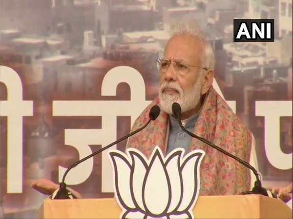 Prime Minister Narendra Modi addressing a rally in Delhi on Sunday.