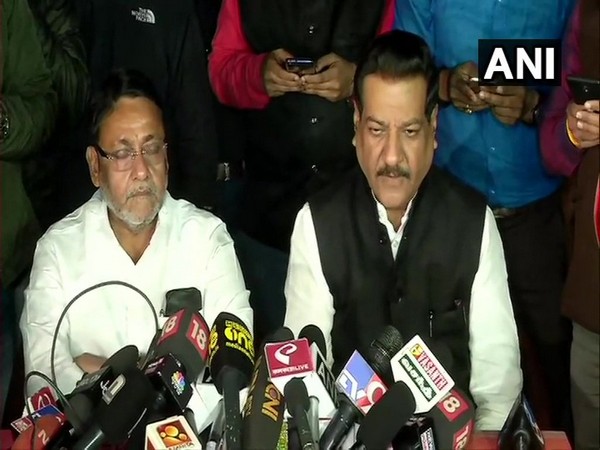 Prithviraj Chavan speaking to reporters on Wednesday