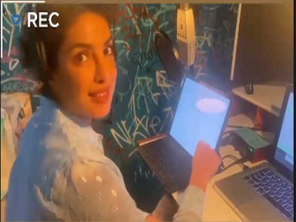 Actor Priyanka Chopra from recording session of her audiobook 'Unfinished'. (Image Source: Instagram)