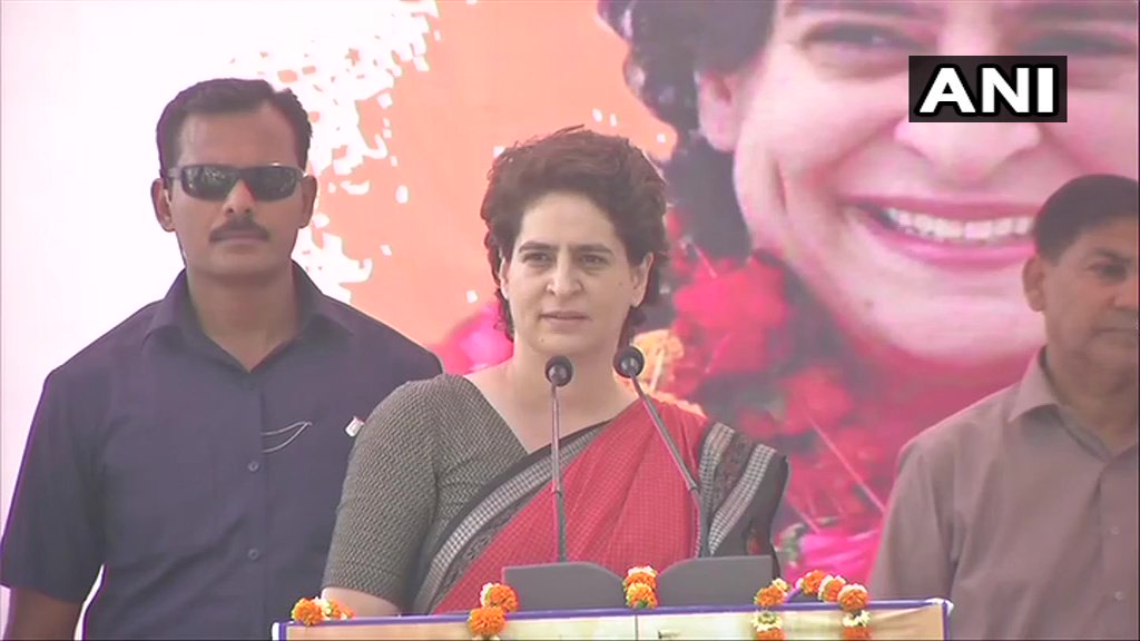 Congress general secretary for eastern Uttar Pradesh Priyanka Gandhi Vadra addressing a public rally in Ayodhya on Friday.