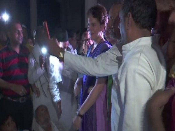 Congress leader Priyanka Gandhi Vadra at the guest house in Chunnar on Friday. Photo/ANI 
