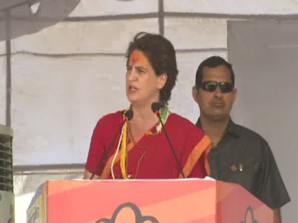 Congress general secretary Priyanka Gandhi Vadra addressing a rally in Ratlam on Monday. (Photo/ANI)