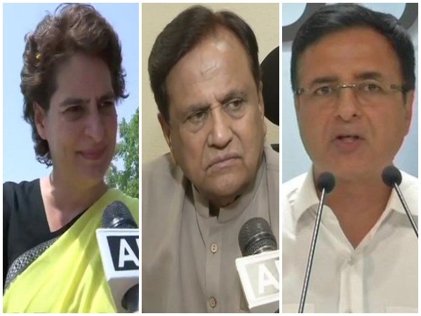 Congress general secretary Priyanka Gandhi, Rajya Sabha MP Ahmed Patel and party spokesperson Randeep Singh Surjewala (File photo)