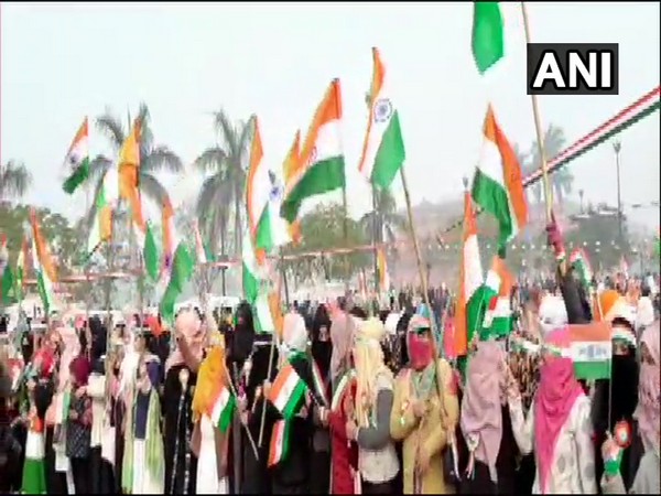 People protesting against the CAA at Clock Tower Lucknow on Sunday.