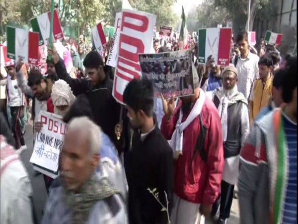 Anti-CAA protest march in New Delhi on Monday. Photo/ANI