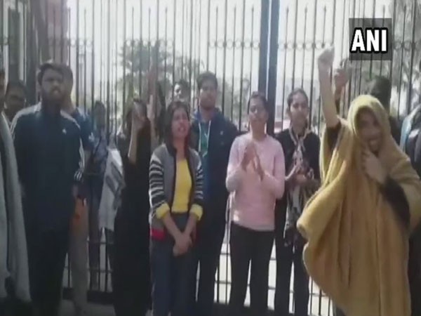 Patiala Law University students continued to protest  against the suspension of six students. Photo: ANI