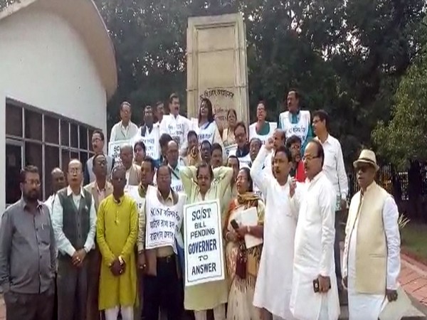 TMC members protesting against Governor Jagdeep Dhankar in the West Bengal Assembly on Tuesday.
