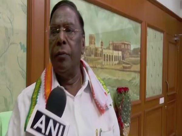 Puducherry Chief Minister V Narayanasamy speaking to ANI on Tuesday. (Photo/ANI)