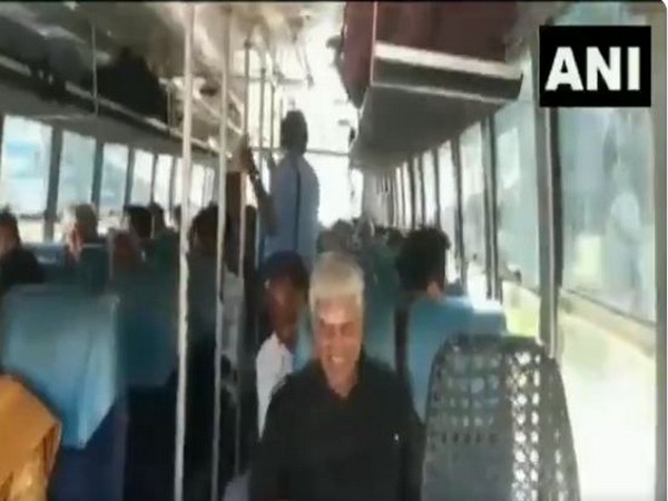 Puducherry Agriculture Minister travelling in a public bus on Friday