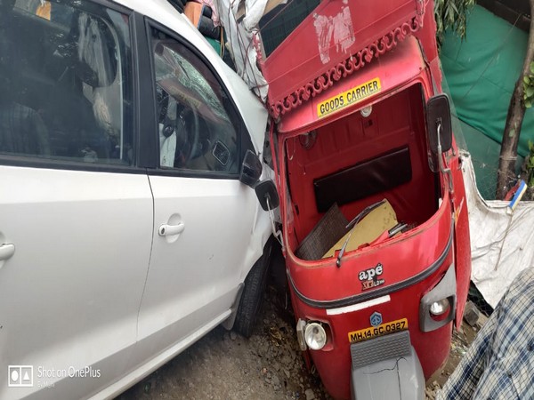    One killed, four injured after a car rammed into them in Pune on Sunday. Photo/ANI