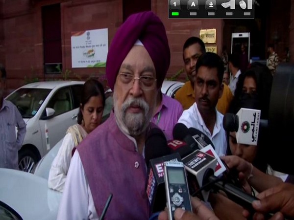 Minister for Civil Aviation Hardeep Singh Puri speaking to media persons on Thursday. (Photo/ANI)