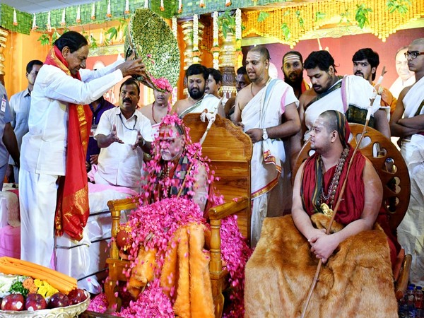 Telangana Chief Minister K Chandrashekar Rao attends Pushpabhishekam program