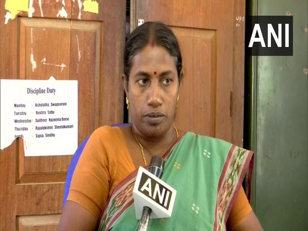 Pushpakumari, the Headmistress of Azhikode government UP school talking to ANI in Kerala. Photo/ANI