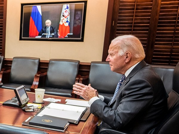 US President Joe Biden holds secure video call with Russia's President Vladimir Putin from the White House in Washington. (Photo Credit - Reuters)