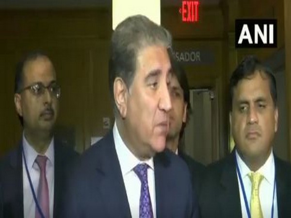 Pakistan Foreign Minister Shah Mehmood Qureshi speaks to the media after his speech concluded at the SAARC Foreign Ministers meet in New York