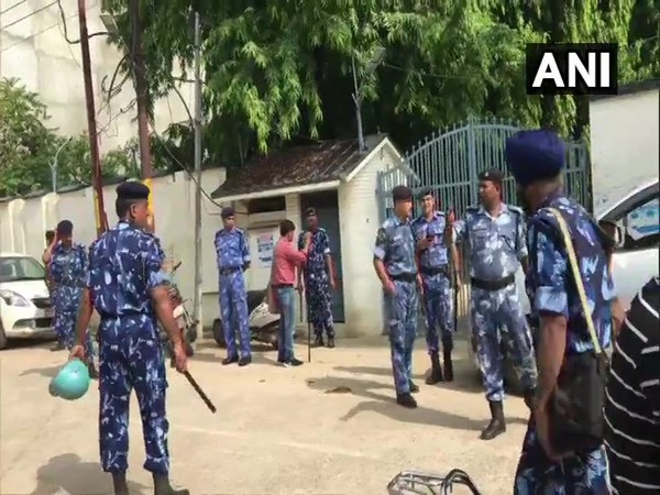  Police and Rapid Action Force (RAF) present outside the residence of former Samajwadi Party MP, Atiq Ahmed.