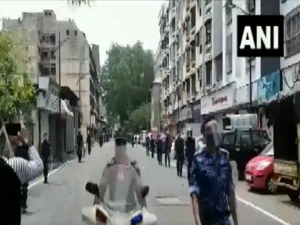 People clap, chant 'Mother India' slogans as RAF flag marches in Pune. Photo/ ANI