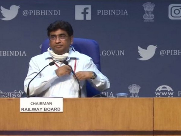 Vinod Kumar Yadav, Chairman, Railway Board addressing a press conference in New Delhi on Friday. (Photo/ANI)