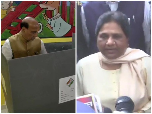 Rajnath Singh, Mayawati cast their votes at respective polling booths in Lucknow