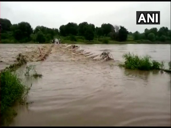 Water level of Aahu river in Jhalawar of Rajasthan increased on Sunday, following heavy rainfall (Photo/ANI)