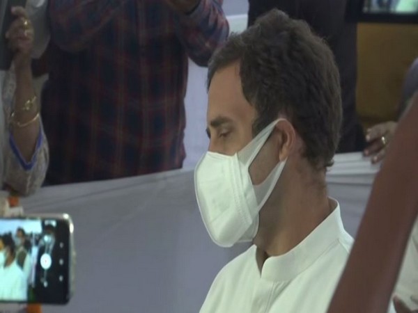 Congress leader Rahul Gandhi speaking to reporters after paying last respects to former Assma CM Tarun Gogoi in Guwahati on Wednesday [Photo/ANI]