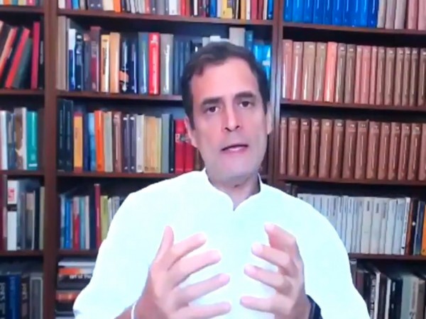 Congress leader Rahul Gandhi addressing Chhattisgarh Congress program on birth anniversary of late former PM Rajiv Gandhi. Photo/ANI