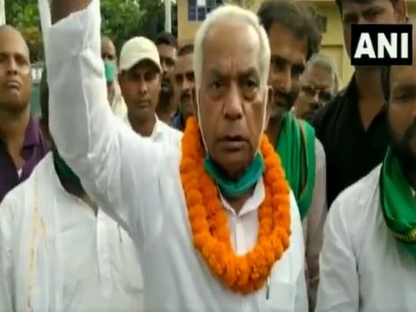 RJD MLA Arun Yadav speaking to media in Saharsa on Wednesday. (Photo/ANI)